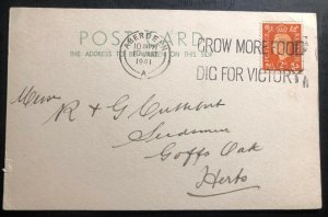 1941 Aberdeen England Postcard Cover To Goffs Oak Dig For Victory Cancel