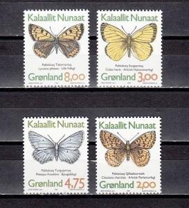 Greenland, Scott cat. 315-318. Butterflies issue.