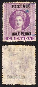 Grenada SG13c 1/- Deep Mauve Inverted S used Cat 500 pounds