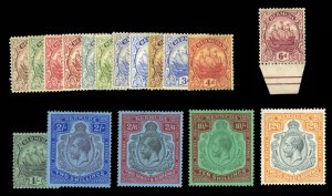 Bermuda #81-97 Cat$710, 1922-34 George V, complete set, hinged