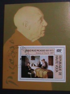 ​UPPER VOLTA-1975-PABLO RUIZ PICASSO-WITH FIRST DAY OF POSTAL CANCEL CTO S/S