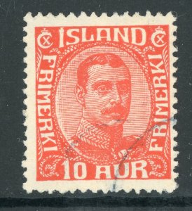 Iceland 1920 Christian X 10a Red Scott # 115 VFU D218