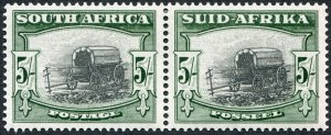 South Africa 1949 black & pale blue-green SG122 unused pair