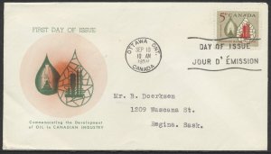 1958 #381 Oil Industry FDC, PhilaCoin Cachet, Ottawa