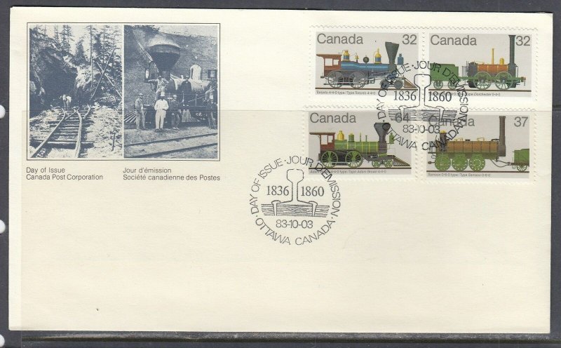 Canada Scott 999-1002 Combo FDC - Canadian Locomotives, 1836-60