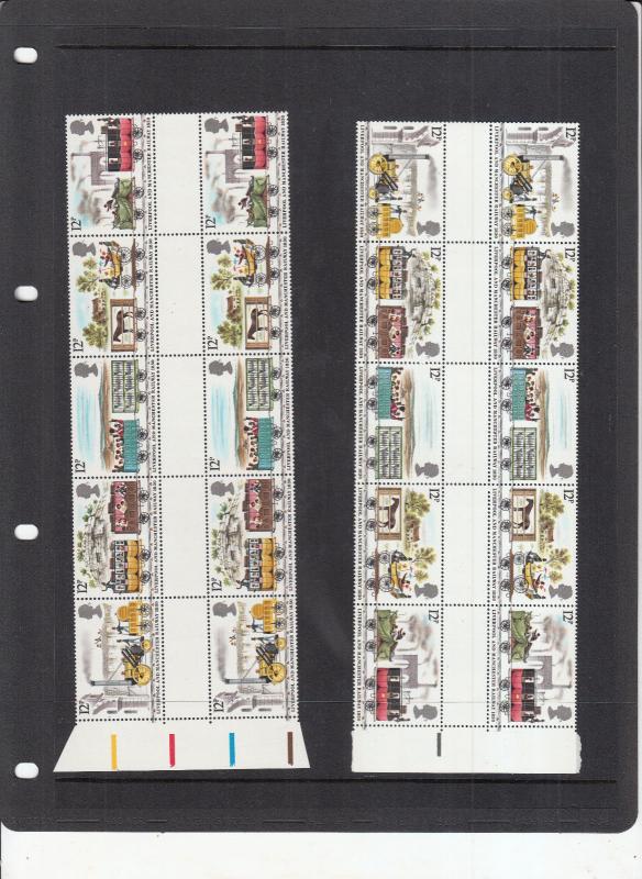 1980 LIVERPOOL MANCHESTER RAILWAY GUTTER BLOCK OF 10 UMM/MNH SG1113-1117