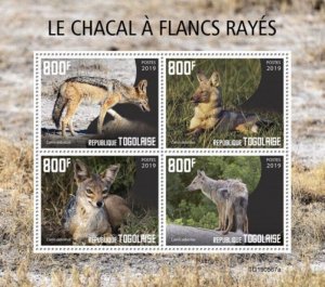 Togo - 2019 Side-striped Jackal on Stamps - 4 Stamp Sheet - TG190567a