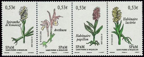 Scott #826 Orchids strip MNH