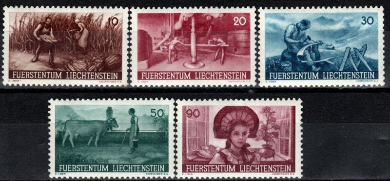 Liechtenstein #166-70 F-VF Unused CV $7.05  (X7058)