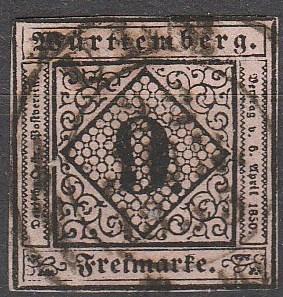 Wurttemberg #5 F-VF Used CV $95.00  (A13009)