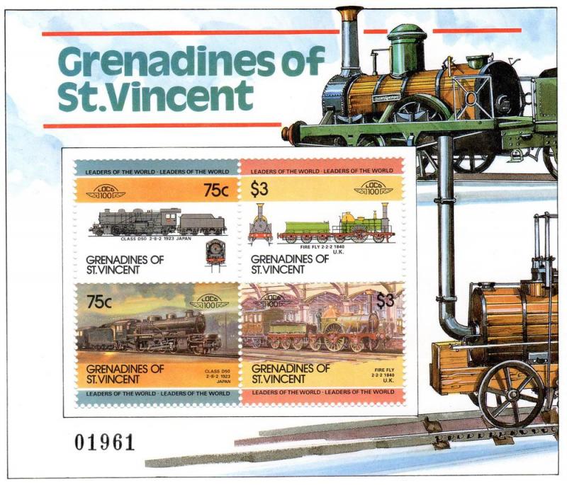 St. Vincent Grenadines 1985 Sc# 345a  Trains Souvenir  Sheet Perforated MNH