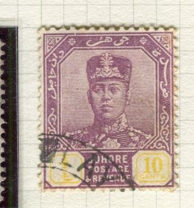 MALAYA JOHORE; 1922 early Sultan issue fine used 10c. value