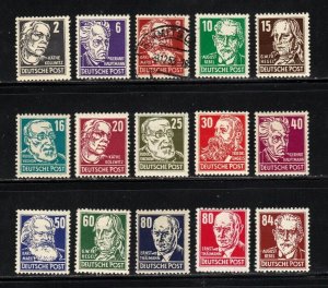 DDR stamps #122 - 136, MH, 124 is used,   CV $354.00