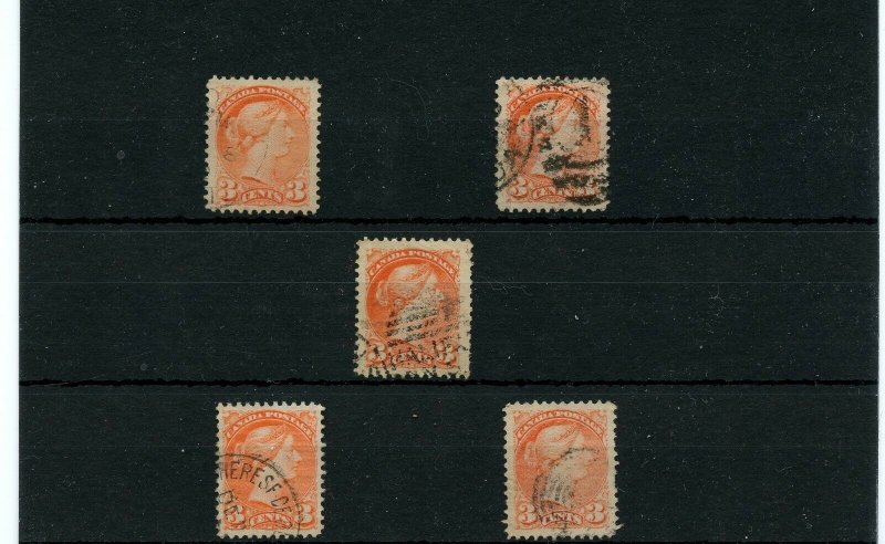 5 x SUPERB VF jumbo etc. COPIES Small Queen lot collection Canada used