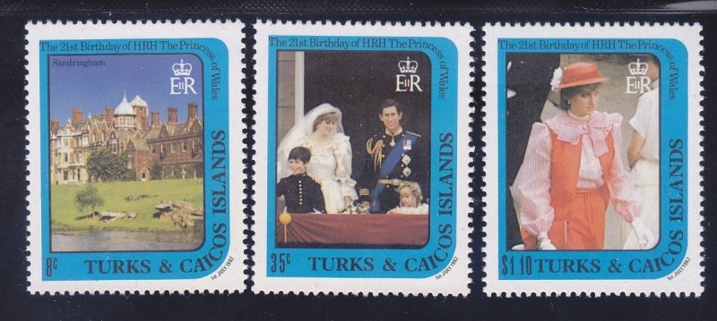 Turks & Caicos Islands 530A-C MNH 1982 Princess Diana 21st Birthday Set of 3 VF