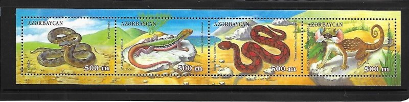 AZERBAIJAN Sc 709 NH ISSUE of 2000 Sheet of 4 - Snakes