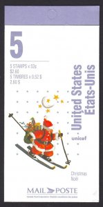 Christmas SANTA, ELF Canada 1996 #1628a BK197a MNH BOOKLET of 10 no TI