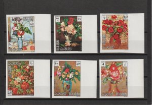 1972  Ras Al Khaima - Flower Paintings - Mi 865-870 Marginal Imperf. MNH