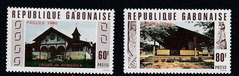 Gabon # 442-443, Churches, Mint NH, 1/2 Cat.