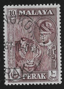 Malaya - Perak #132 10c Sultan Yussuf Izudein Shah & Tiger