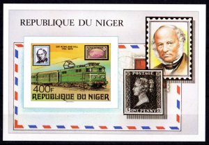 Niger 1979 Sc#478 ELECTRIC TRAIN/ROWLAND HILL Souvenir Sheet IMPERFORATED MNH