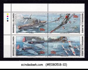 MARSHALL ISLANDS - 1992 BATTLE OF CORAL SEA / AVAITION SE-TENANT 4V MNH