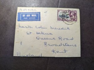 1935 British Singapore Straits Settlements Airmail Cover to Kent England