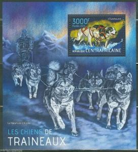 CENTRAL AFRICA  2013 SLED DOGS SOUVENIR SHEET MINT NH