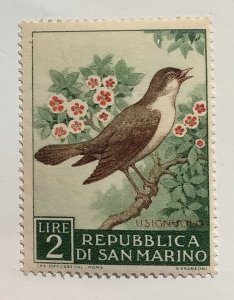 San Marino 1960 Scott 447 MNH - 2 L, Bird, Common Nightingale