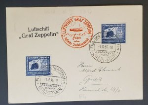 1938 Germany LZ 130 Graf Zeppelin II Rhein Main Postcard Air Mail Cover