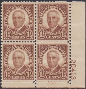 684 Harding Plate Block MNH
