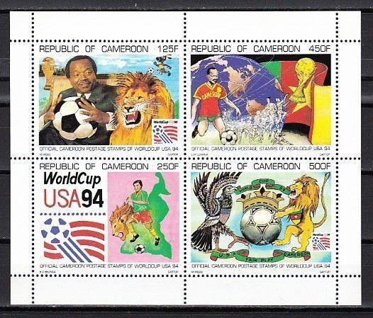 Cameroun, Scott cat. 893a. U.S.A. World Cup Soccer Scarce sheet. ^