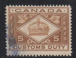 Canada, Revenue,  5c Customs Stamp (FCD 3) USED