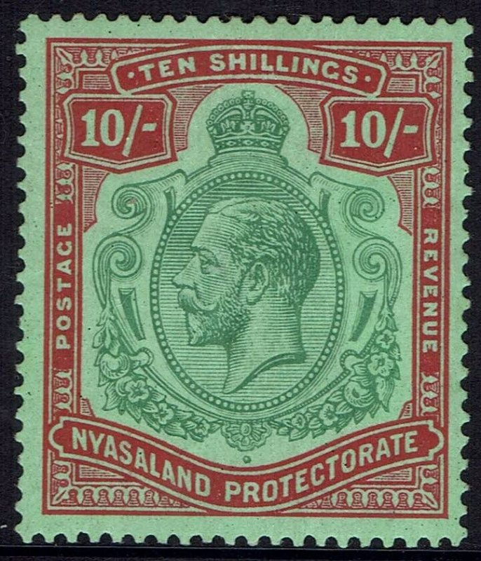 NYASALAND 1921 KGV 10/- WMK MULTI SCRIPT CA 