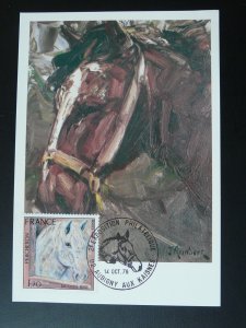 art painting horse by Jacques Birr maximum card France 1978