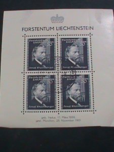 LIECHTENSTEIN-1938-SC#151 3RD PHILATELIC SHOW-JOSEF RHEINBERGER- RARE CTO S/S