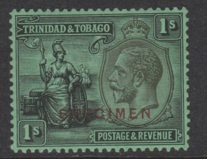 TRINIDAD  1922 KG5 1s with SPECIMEN OVERPRINT DOUBLED, onr ALBINO