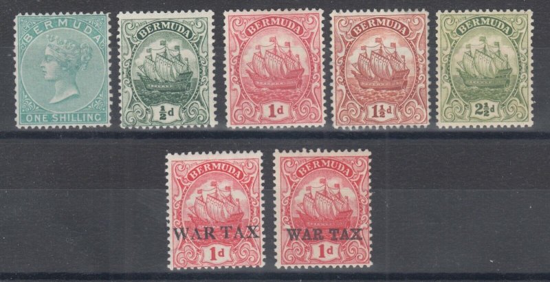 Bermuda Sc 9, 41a, 83b, 84, 86, MR1, MR2 MLH. 1894-1924 issues with small faults