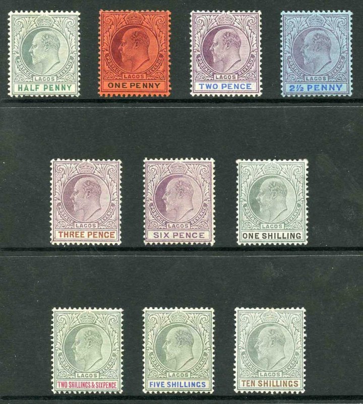 Lagos SG54/63 1904-06 KEVII Wmk Mult Crown CA Set of 10 M/M