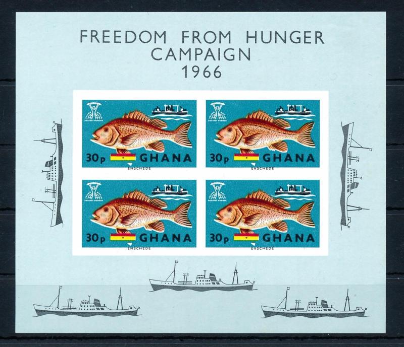 [47963] Ghana 1966 Marine life Fish Hunger MNH Sheet