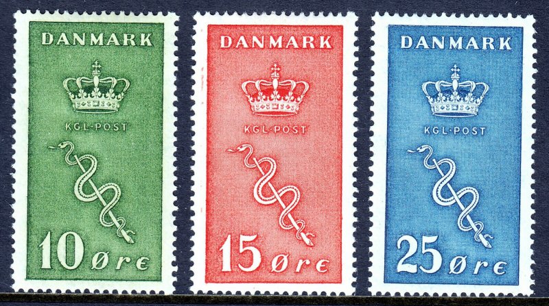 DENMARK — SCOTT B3-B5 — 1929 DANISH CANCER COMMITTEE SEMI-POSTAL — MH — SCV $37