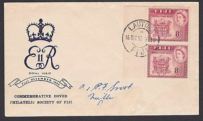 FIJI 1953 Royal Visit pair on commem FDC ex Lautoka.........................F921