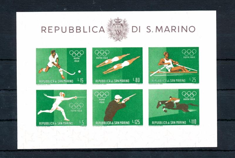 [46752] San Marino 1960 Olympic games Rome Swimming Fencing Imperf. MNH Sheet