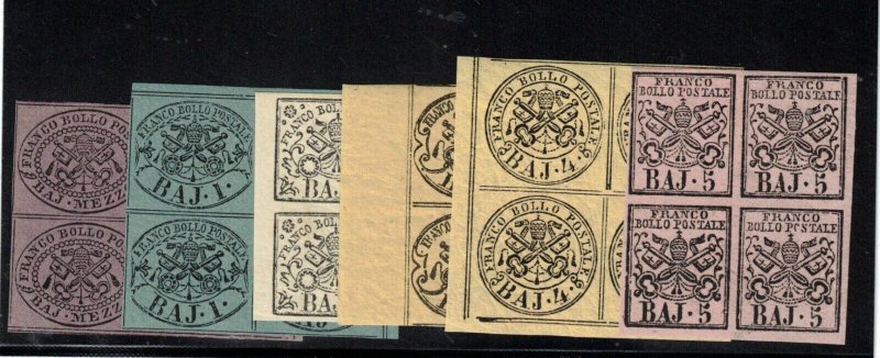 Roman States #11 #2f #3 #4d #5a #6 Very Fine Never Hinged Blocks