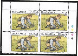 Gambia #1148  1.50d  Paintings  Margin Block of 4 (MNH) CV2.80