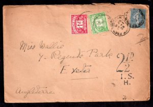 GB KGV 1924 Postal History Cover from France Postage Dues to Pay WS18667