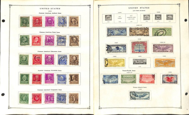 United States Stamp Collection on 70 Scott International Pages to 1960