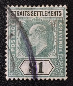 MALAYA 1905 Straits Settlements KEVII $1 Used wmk MCCA SG#136 M4486