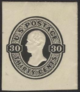 US Sc U103 Black on Amber Reay 30¢ Unused FULL CORNER