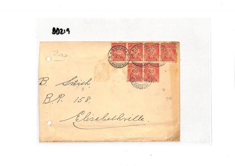 DD219 1922 Rhodesia Lusakas Cover PTS